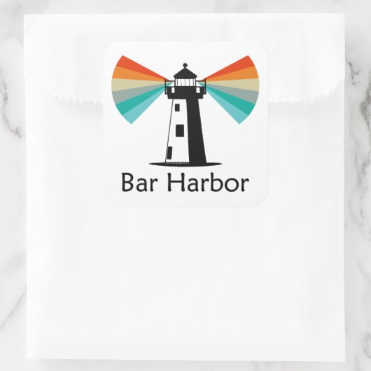 Bar Harbor Maine Lighthouse Rainbow スクエアシール (バッグ)