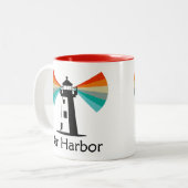 Bar Harbor Maine Lighthouse Rainbow ツートーンマグカップ (正面左)