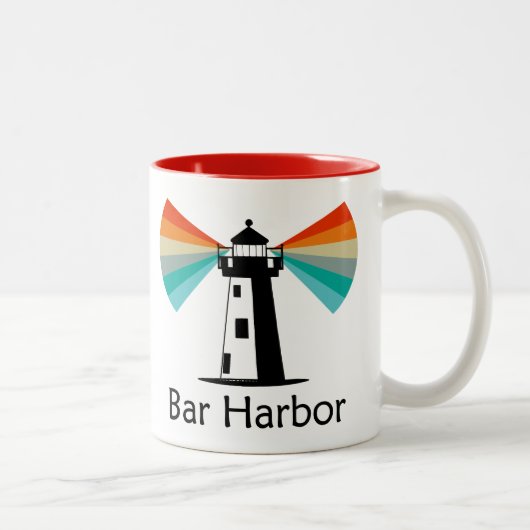 Bar Harbor Maine Lighthouse Rainbow ツートーンマグカップ (右)