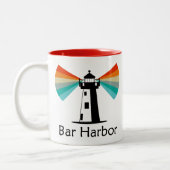 Bar Harbor Maine Lighthouse Rainbow ツートーンマグカップ (左)
