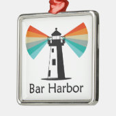 Bar Harbor Maine Lighthouse Rainbow メタルオーナメント (左)