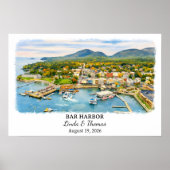 Bar Harbor Maine Poster, Watercolor, Custom ポスター (正面)