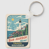 Bar Harbor, Maine Retro Lighthouse 1950s キーホルダー (裏面)