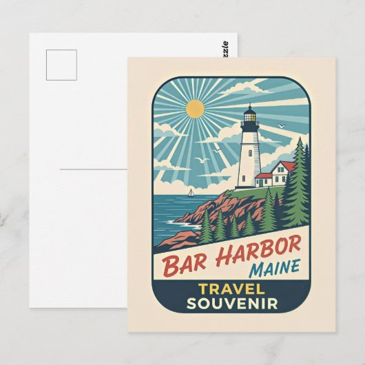 Bar Harbor, Maine Retro Lighthouse 1950s ポストカード (正面/裏面)