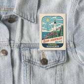 Bar Harbor, Maine Retro Lighthouse 1950s 缶バッジ (インサイチュ)
