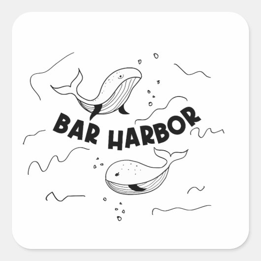 Bar Harbor Maine Whales スクエアシール (正面)