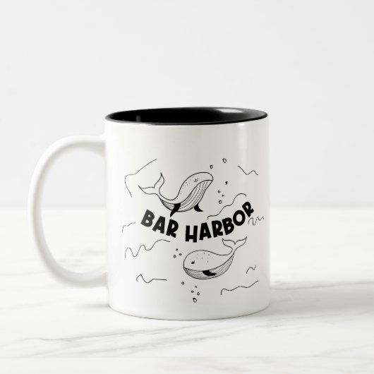 Bar Harbor Maine Whales ツートーンマグカップ (左)