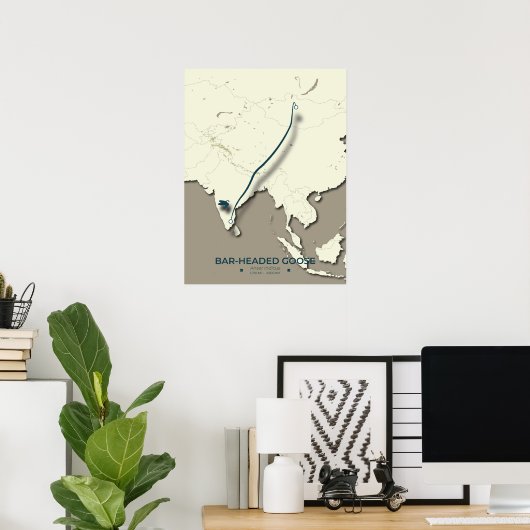 Bar-headed Goose Migration Map – Minimalist ポスター (ホームオフィス)