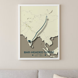 Bar-headed Goose Migration Map – Minimalist ポスター
