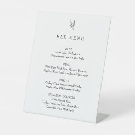 Bar Menu Minimalist Botanical Wedding Drinks List 台座サイン
