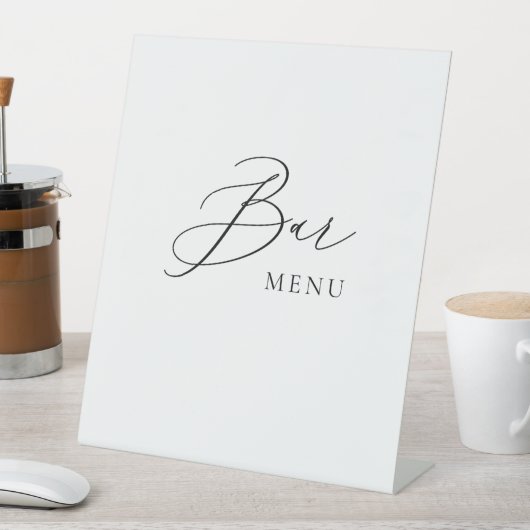 Bar Menu Wedding Sign Minimalist Elegant Script  台座サイン (インサイチュ)