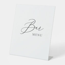 Bar Menu Wedding Sign Minimalist Elegant Script  台座サイン