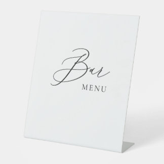 Bar Menu Wedding Sign Minimalist Elegant Script  台座サイン