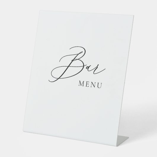 Bar Menu Wedding Sign Minimalist Elegant Script 台座サイン (正面)