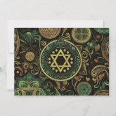 Bar Mitzvah Abstract Design Green 招待状 (裏面)