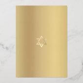 Bar Mitzvah Black Modern Script Stylish Real Gold 箔招待状 (裏面)
