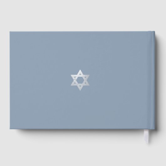 Bar Mitzvah Dusty Blue Faux Silver Star of David  ゲストブック (裏面)