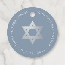Bar Mitzvah Dusty Blue & Faux Silver Star of David