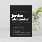 BAR MITZVAH easy modern minimal black white  招待状 (スタンド正面)