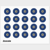 Bar Mitzvah Faux Gold Star of David Royal Blue ラウンドシール (シート)