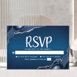 Bar Mitzvah Modern Navy Blue Ombre Agate Script  出欠カード<br><div class="desc">Be proud, rejoice and celebrate this milestone of your favorite Bar Mitzvah with this cool, unique, modern, personalized RSVP insert card for your event! White script typography and Star of David overlay a deep navy blue ombre background with steel blue agate accented with faux silver veins. Personalize the custom text...</div>