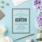 BAR MITZVAH modern star boy sporty green gray アクリル招待状 (インサイチュ (ウェディング))