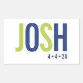 BAR MITZVAH NAMEロゴスマートロイヤルブルーライムグリーン 長方形シール (正面)