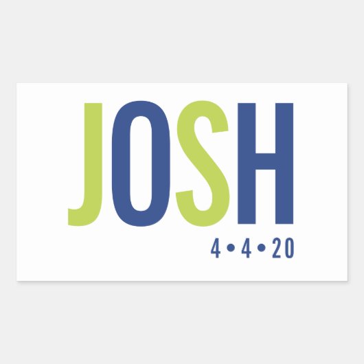 BAR MITZVAH NAMEロゴスマートロイヤルブルーライムグリーン 長方形シール (正面)