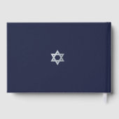Bar Mitzvah Navy Blue Faux Silver Star of David ゲストブック (裏面)
