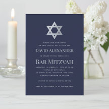 Bar Mitzvah Navy Blue & Faux Silver Star of David