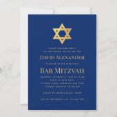 Bar Mitzvah Royal Blue Gold Star of David Simple 招待状 (正面)