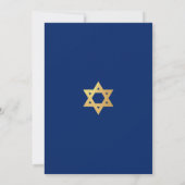 Bar Mitzvah Royal Blue Gold Star of David Simple 招待状 (裏面)
