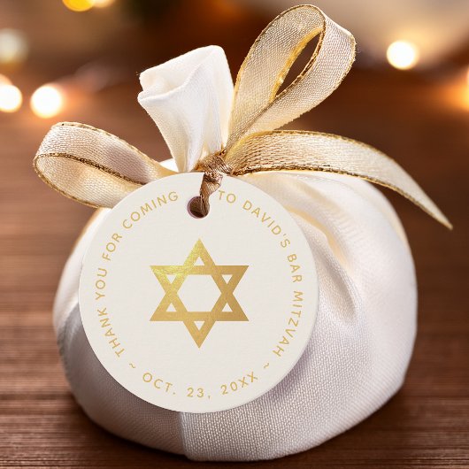 Bar or Bat Mitzvah Faux Gold Star of David Ivory フェイバータグ
