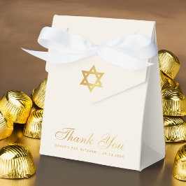 Bar or Bat Mitzvah Faux Gold Star Thank You Ivory フェイバーボックス