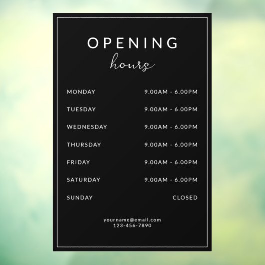 Bar Restaurant Opening Hours Black ウィンドウサイン (シート3)