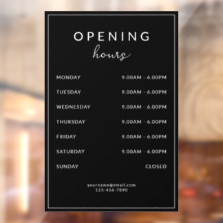 Bar Restaurant Opening Hours Black ウィンドウサイン