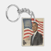 Barack Obama in front of American Flag and Capitol キーホルダー (正面左)