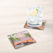 Baracoaキューバの自動車旅行ポスター スクエアペーパーコースター (インサイチュ)