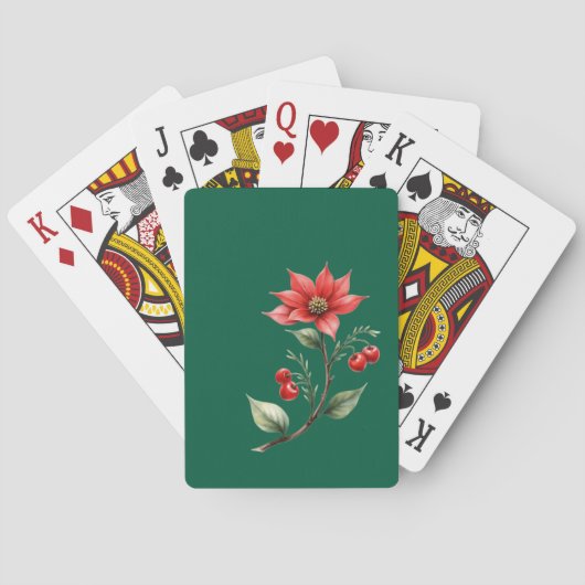 Baralho Natal verde e flores vermelhas トランプ (裏面)