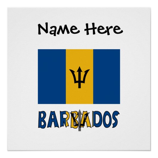Barbados and Barbadian Flag with Your Name ポスター (正面)