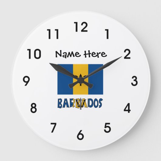 Barbados and Barbadian Flag with Your Name ラージ壁時計 (正面)