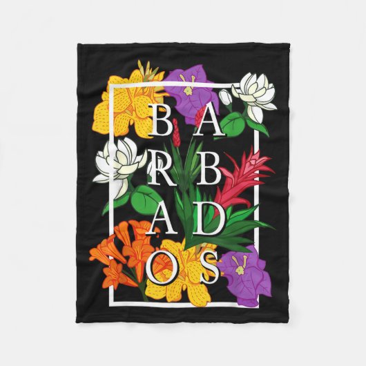 Barbados Bajan Wildflower Pride Floral フリースブランケット (正面)