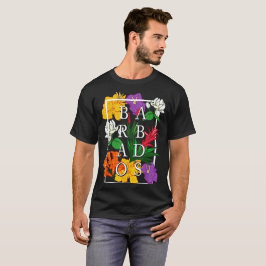 Barbados Bajan Wildflower Pride Floral  Tシャツ (正面フル)