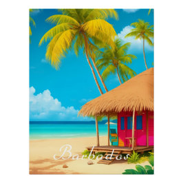 Barbados Beach Hut Travel Poster ポスター