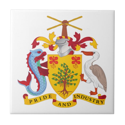 Barbados country coat arms symbol emblem flag タイル (正面)