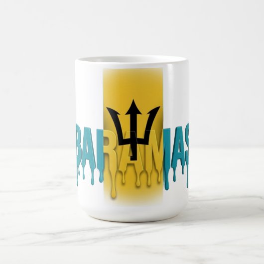 Barbados  Drip Text | Caribbean Flag Design | Fan コーヒーマグカップ (中央)