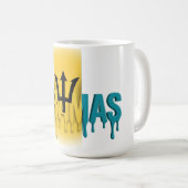 Barbados  Drip Text | Caribbean Flag Design | Fan コーヒーマグカップ (正面右)