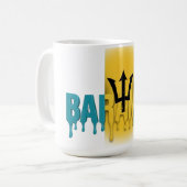 Barbados  Drip Text | Caribbean Flag Design | Fan コーヒーマグカップ (正面左)
