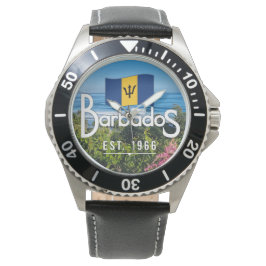 "Barbados Est. 1966" East Coast View With Flag 腕時計