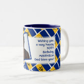 BARBADOS FLAG写真テンプレートテキストの追加 ツートーンマグカップ (正面右)